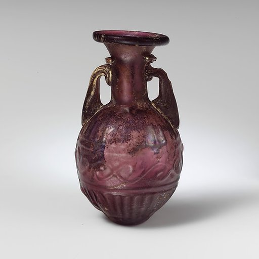 Glass amphoriskos with band of scrolls