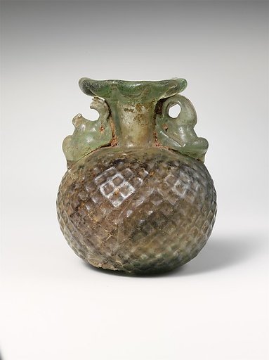 Glass aryballos (oil bottle)