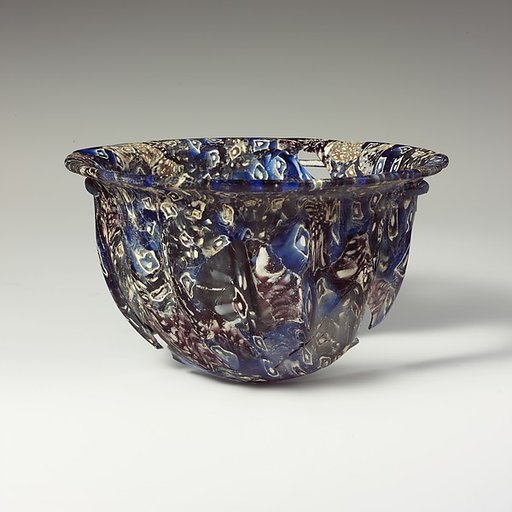 Ribbed mosaic glass bowl
