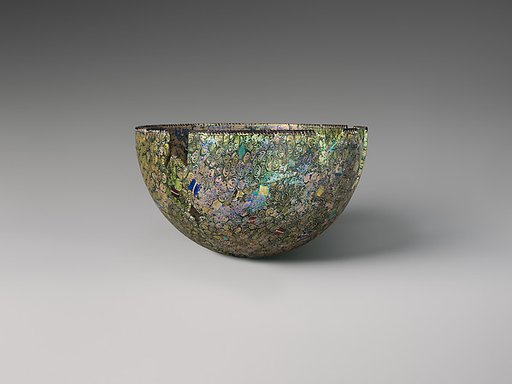 Mosaic gold-glass hemispherical bowl