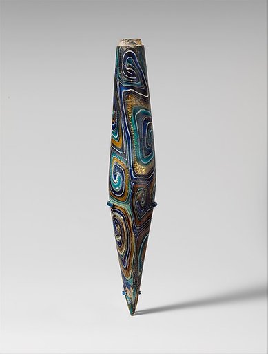 Glass gold-band mosaic alabastron (perfume bottle)
