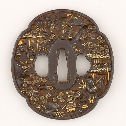 Sword Guard (<i>Tsuba</i>) Depicting Guo Jù (郭巨図鐔)