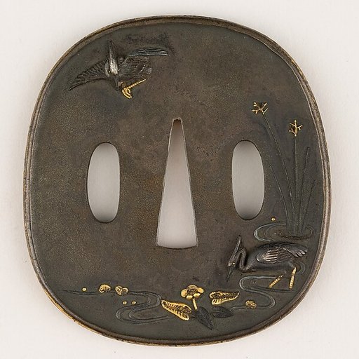 Sword Guard (<i>Tsuba</i>) Depicting Herons (鷺図鐔)