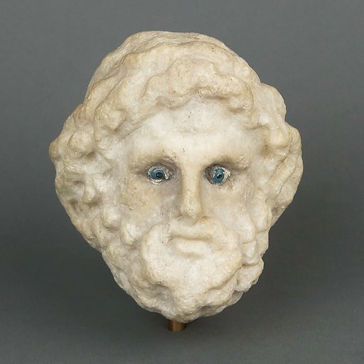 Head of a marble statuette of Asklepios