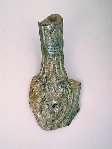 Terracotta green-glazed jug handle