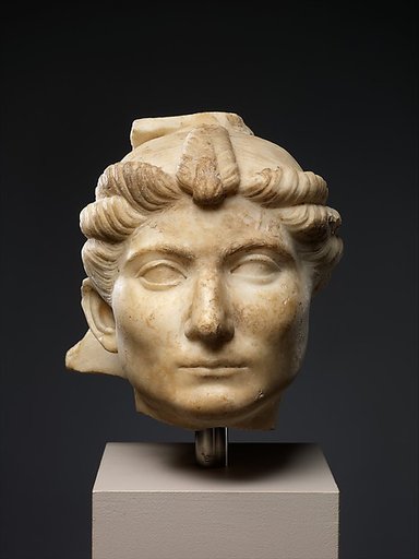 Two marble portrait heads from a relief