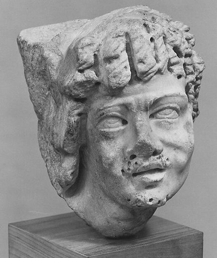 Marble sarcophagus fragment: head of a Black African