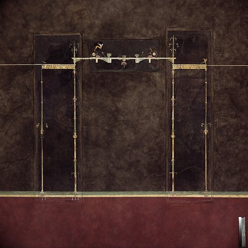 Wall painting on black ground: supports with entrablature, from the imperial villa at Boscotrecase