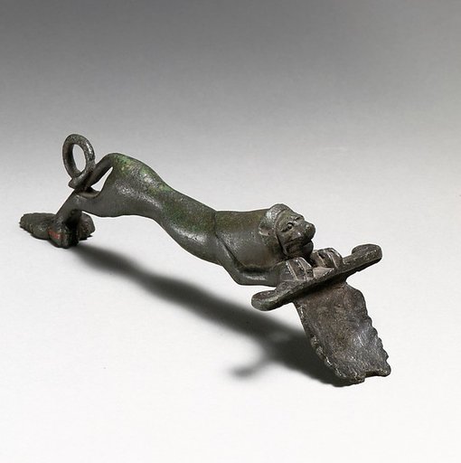 Bronze handle of a patera (shallow bowl)