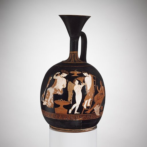 Terracotta squat lekythos (oil jar)