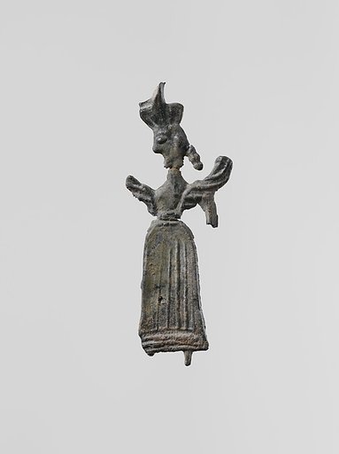 Lead figure of a winged goddess, possibly Artemis Orthia