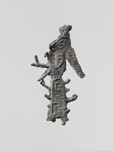 Lead figure of a goddess with spear, probably Athena