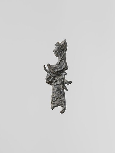 Lead figure of a goddess with spear and aegis, probably Athena
