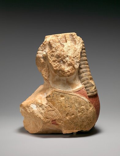 Fragmentary limestone sphinx