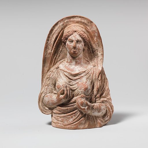 Terracotta half-figure of woman