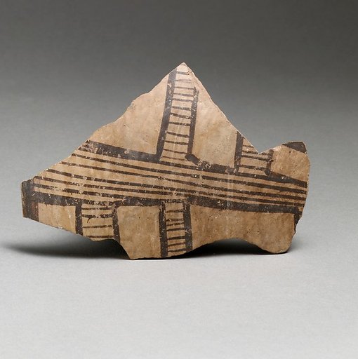 Terracotta rim fragment with latticework design