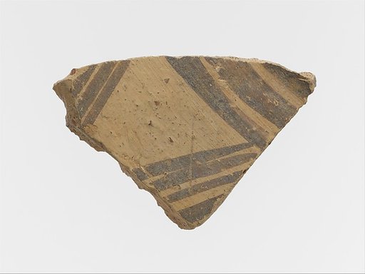 Terracotta vessel fragment with linear decoration
