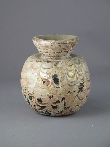 Glass jar with marvered trails