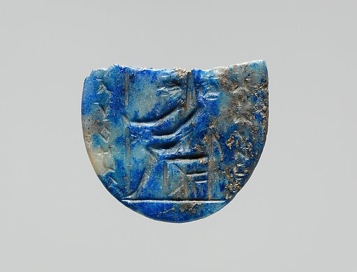 Lapis lazuli intaglio: Seated deity