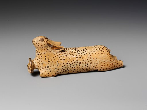 Terracotta alabastron (perfume vase) in the shape of a hare