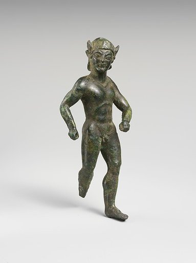 Bronze statuette of a striding warrior