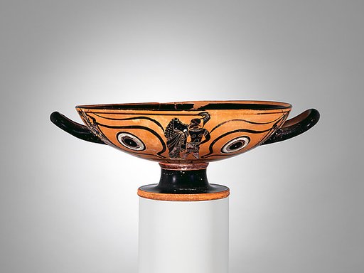 Terracotta kylix: eye-cup (drinking cup)