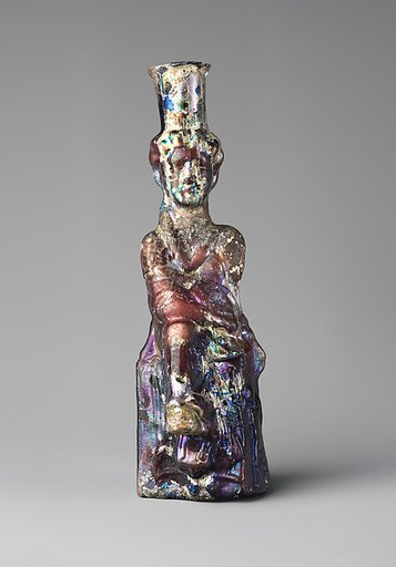 Glass bottle in the form of Tyche (Good Fortune)