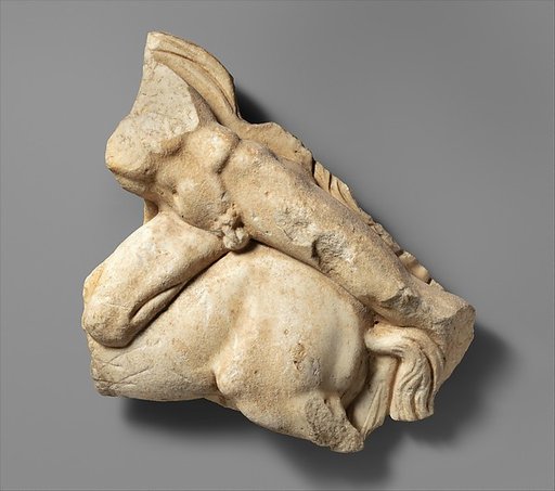 Marble relief fragment with centaur and Lapith
