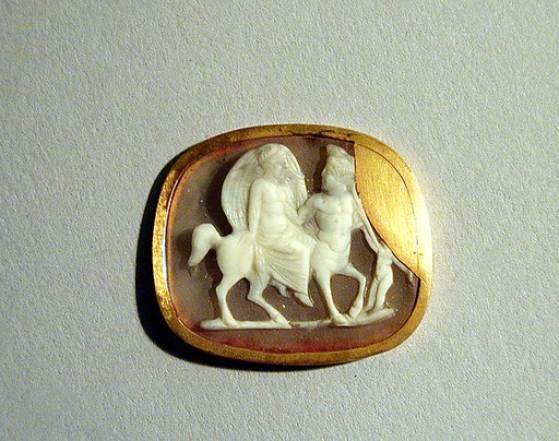 Sardonyx cameo of a nymph riding a centaur