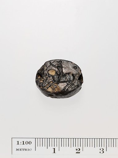 Black jasper scaraboid seal