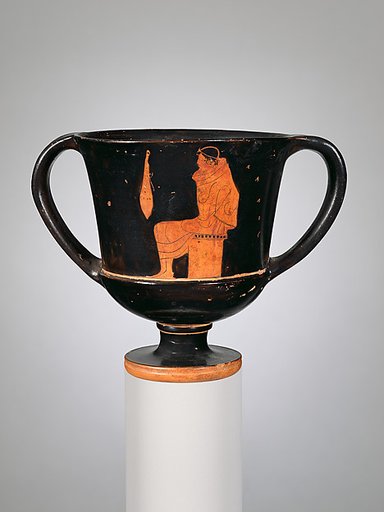 Terracotta kantharos (drinking cup with vertical handles)