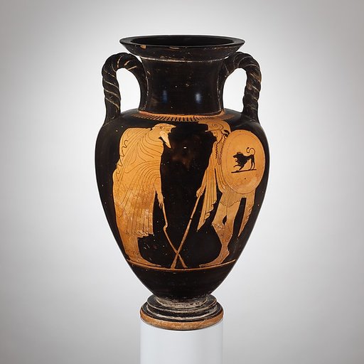 Terracotta neck-amphora (jar) with twisted handles