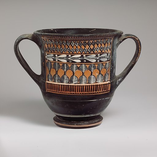 Terracotta sessile kantharos (deep cylindrical drinking cup with two handles)