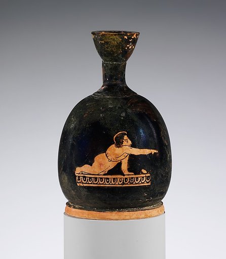 Terracotta squat lekythos (oil flask)