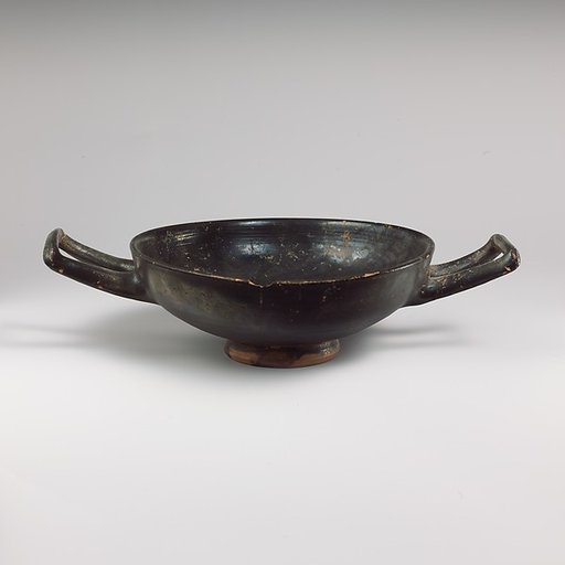 Terracotta stemless kylix (drinking cup)