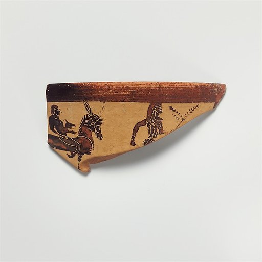 Fragment of a terracotta kantharos (drinking cup with high handles)