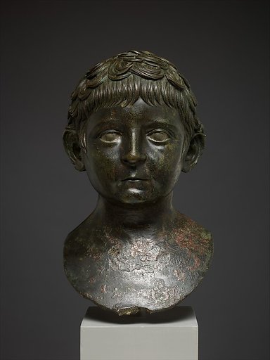 Bronze portrait bust of a young boy