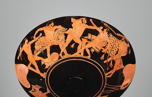 Two fragments of a terracotta kylix