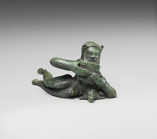 Bronze statuette of a reclining satyr