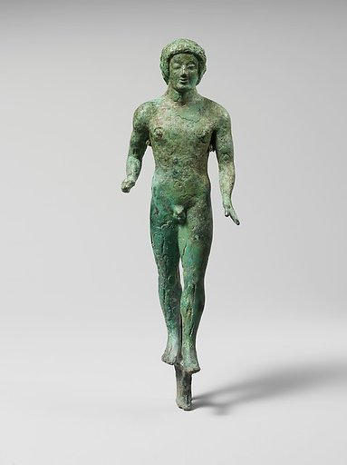 Bronze statuette of a nude youth