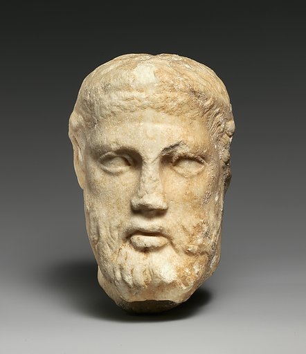 Marble head of a bearded man from a herm