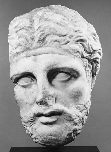 Marble head of a bearded man from a stele (grave marker)