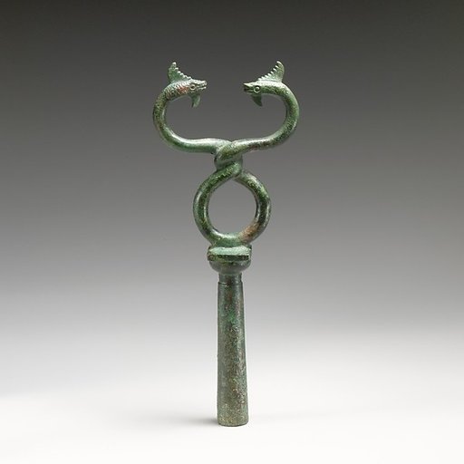 Bronze finial of a kerykeion (herald's staff)