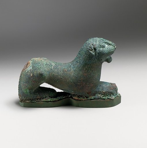 Pair of bronze statuettes of a lion and a double-headed lion