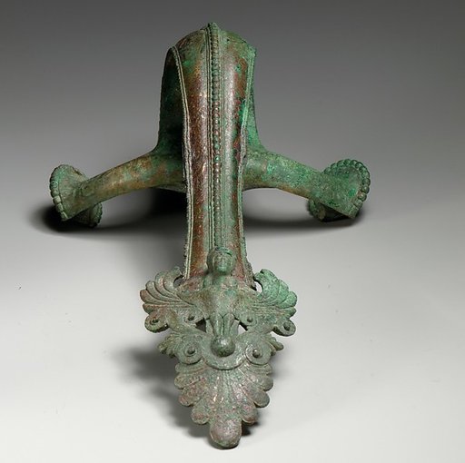Vertical handle of a bronze hydria (water jar)