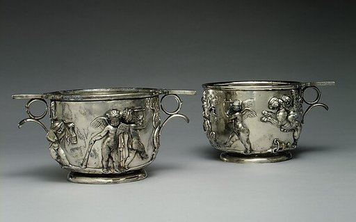 Pair of silver scyphi (cups) with relief decoration