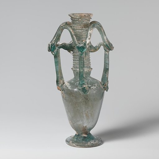 Glass flask with elaborate looped handles