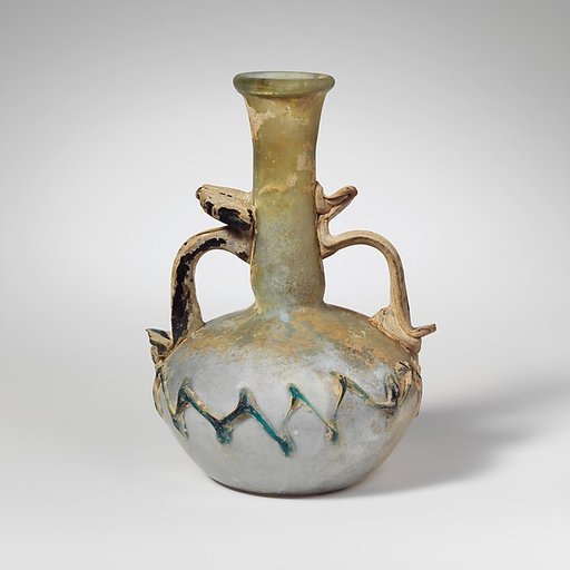 Glass two-handled bottle