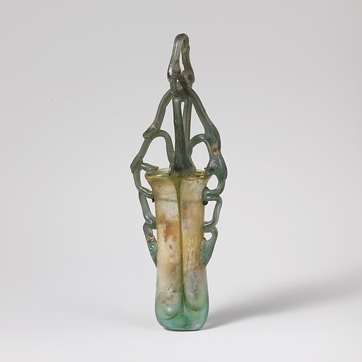 Glass double cosmetic flask (kohl tube)