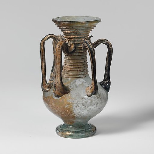 Glass flask with six handles